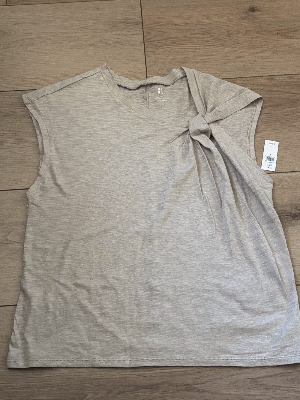 GAP Neutral Beige Tie-Shoulder Short Sleeve Tee